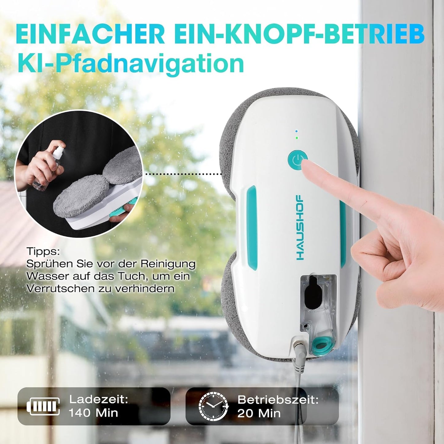 Fensterputzroboter HH24048 mit Sprühfunktion & Fernbedienung