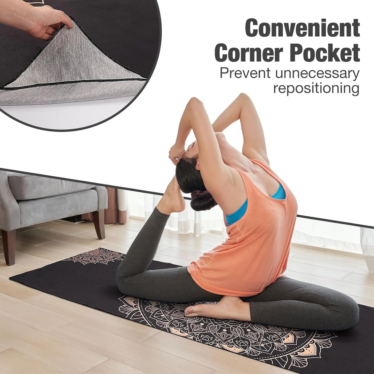 Rutschfestes Yogamatten-Handtuch, Beere, Kiwi, Marineblau, Rot, Grün, Blau, Schwarz, Weiß, Grau