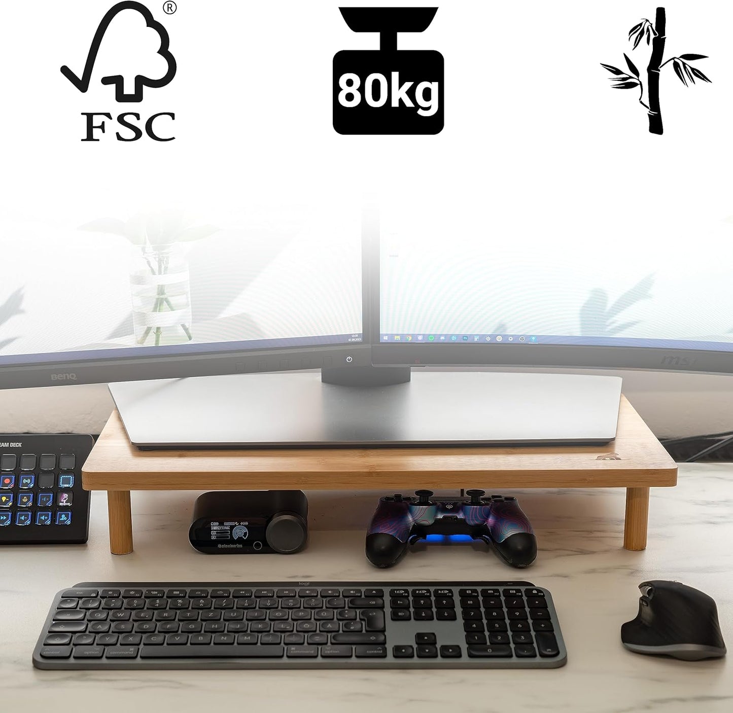 Ergonomischer Monitorständer aus Bambus