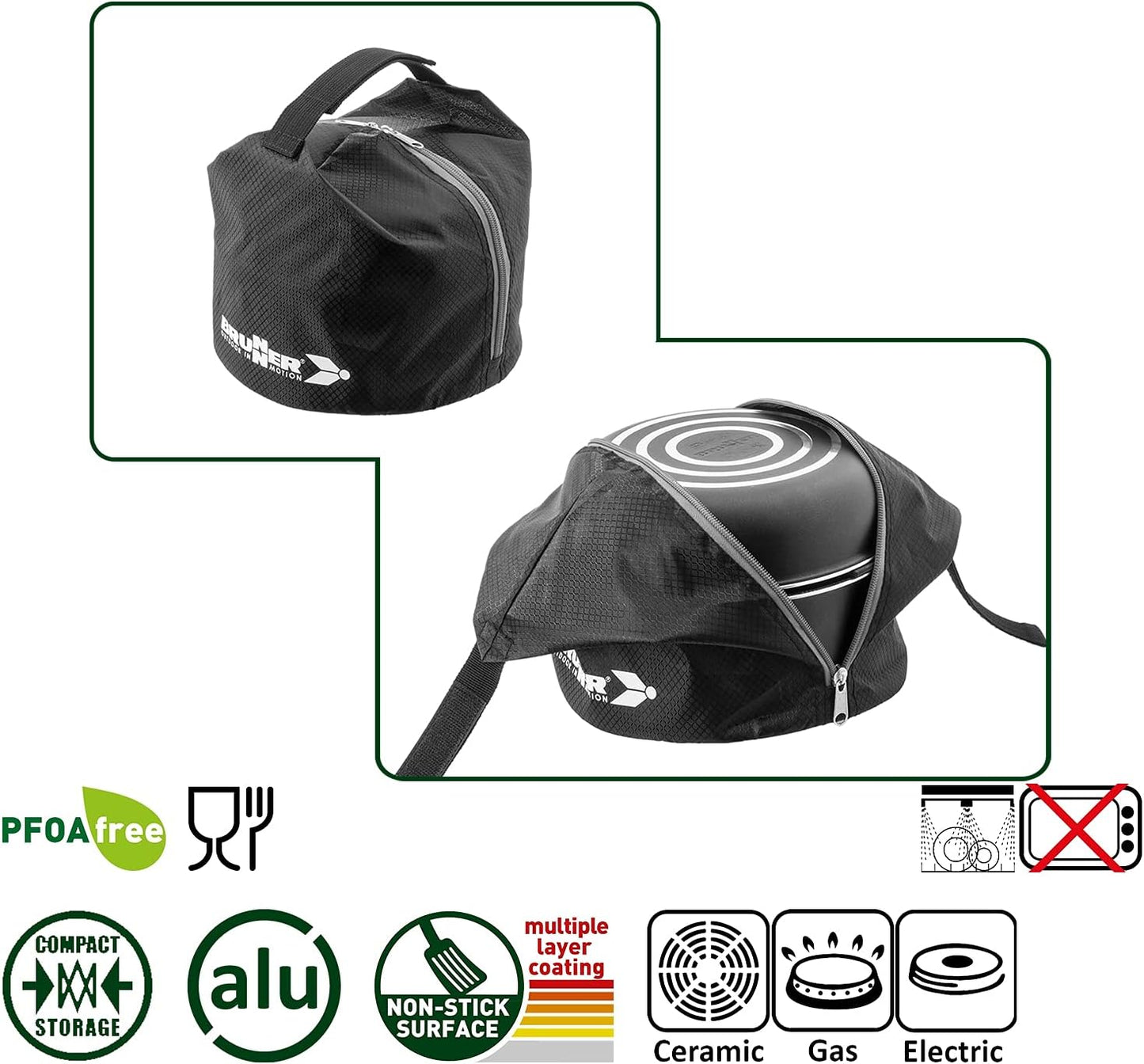 6-teiliges Camping Kochgeschirr-Set, ø 24 cm 5+1-teilig