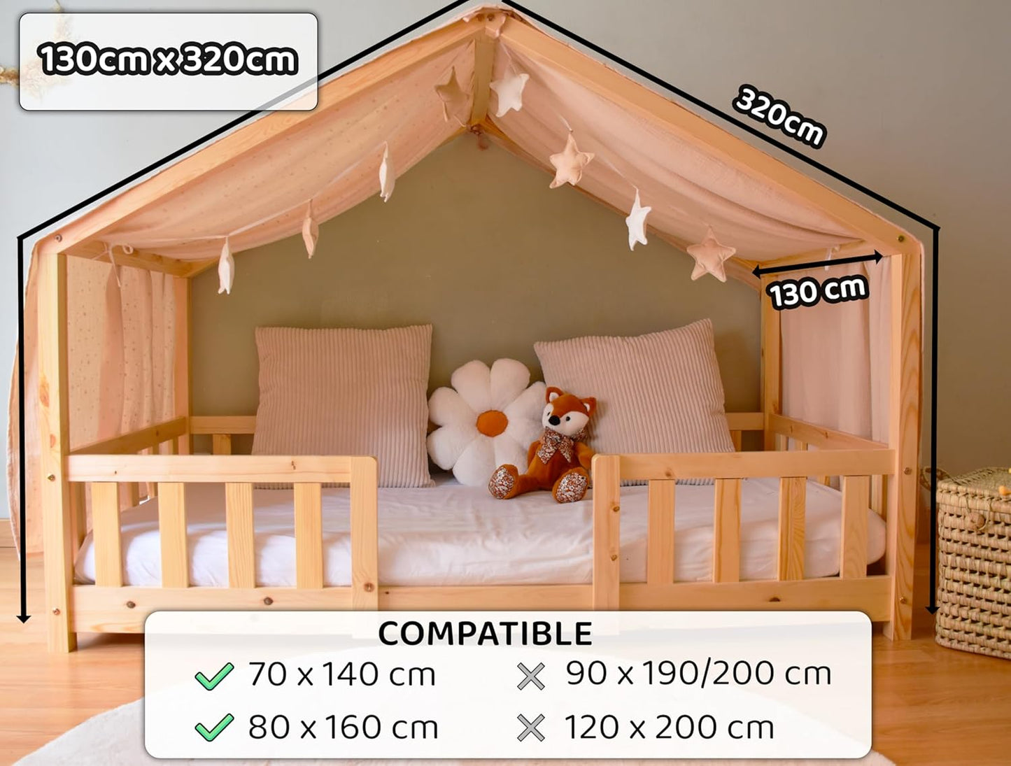 Betthimmel, Beige H320 x B130 cm (1er Pack)