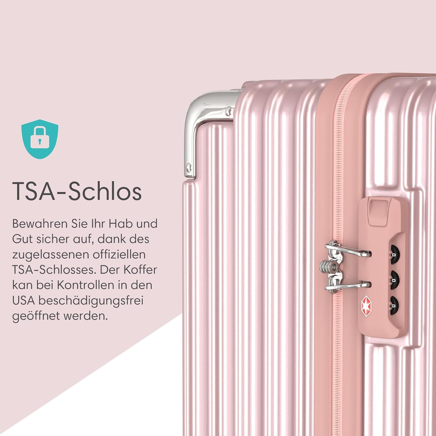 Hartschalenkofferset mit TSA-Schloss (2-teilig), 2 Telig Rose Gold