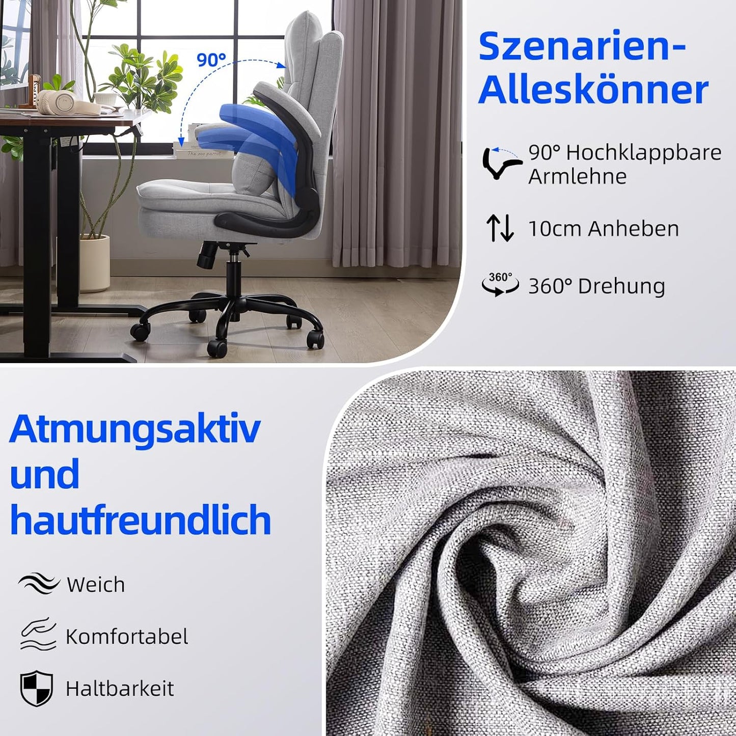 Ergonomischer Bürostuhl mit Wippfunktion, Aktualisierung Grau