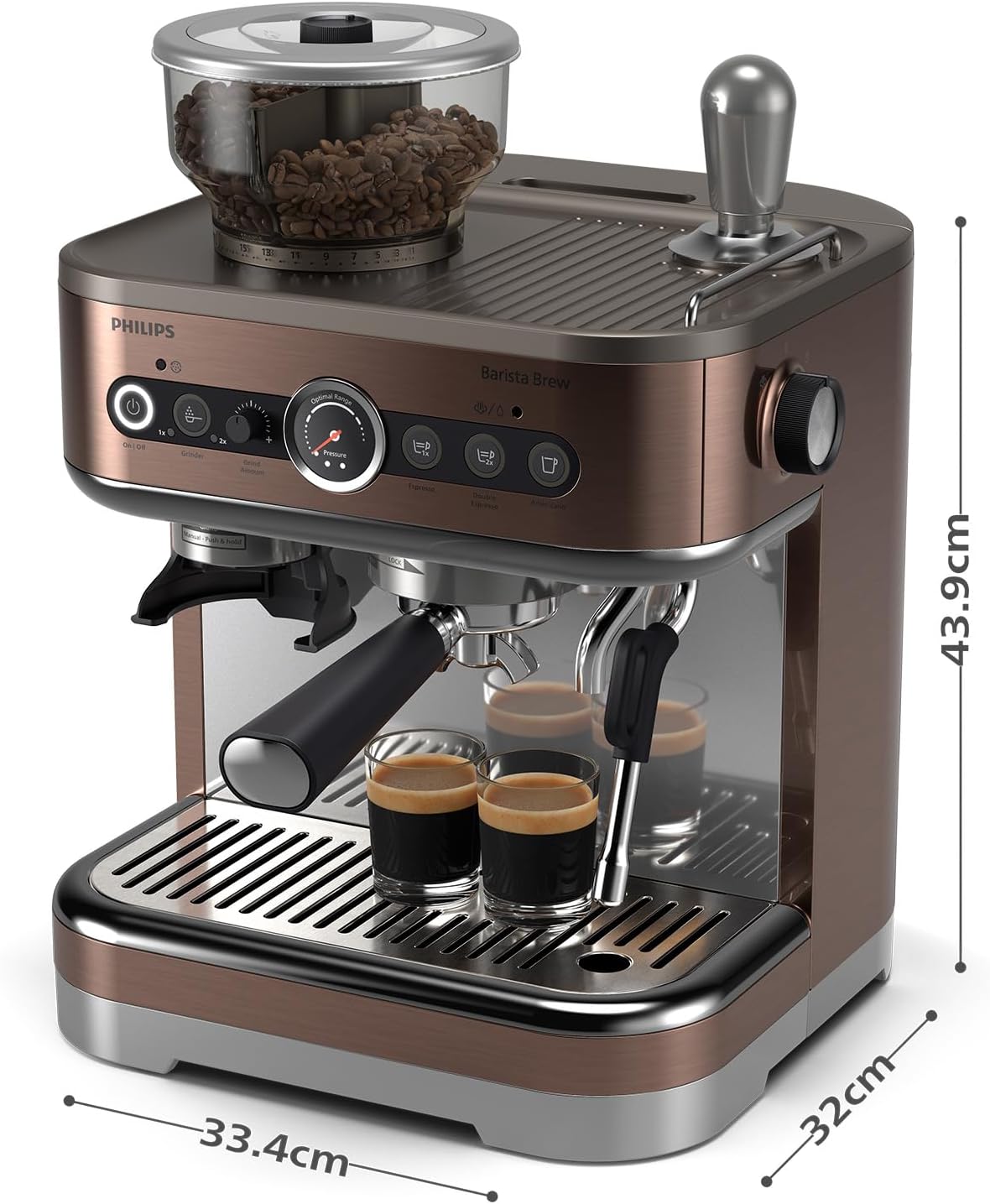 Barista Brew Espressomaschine PSA3228/41 mit Cappuccinosystem, Bohnenbehälter doppelt