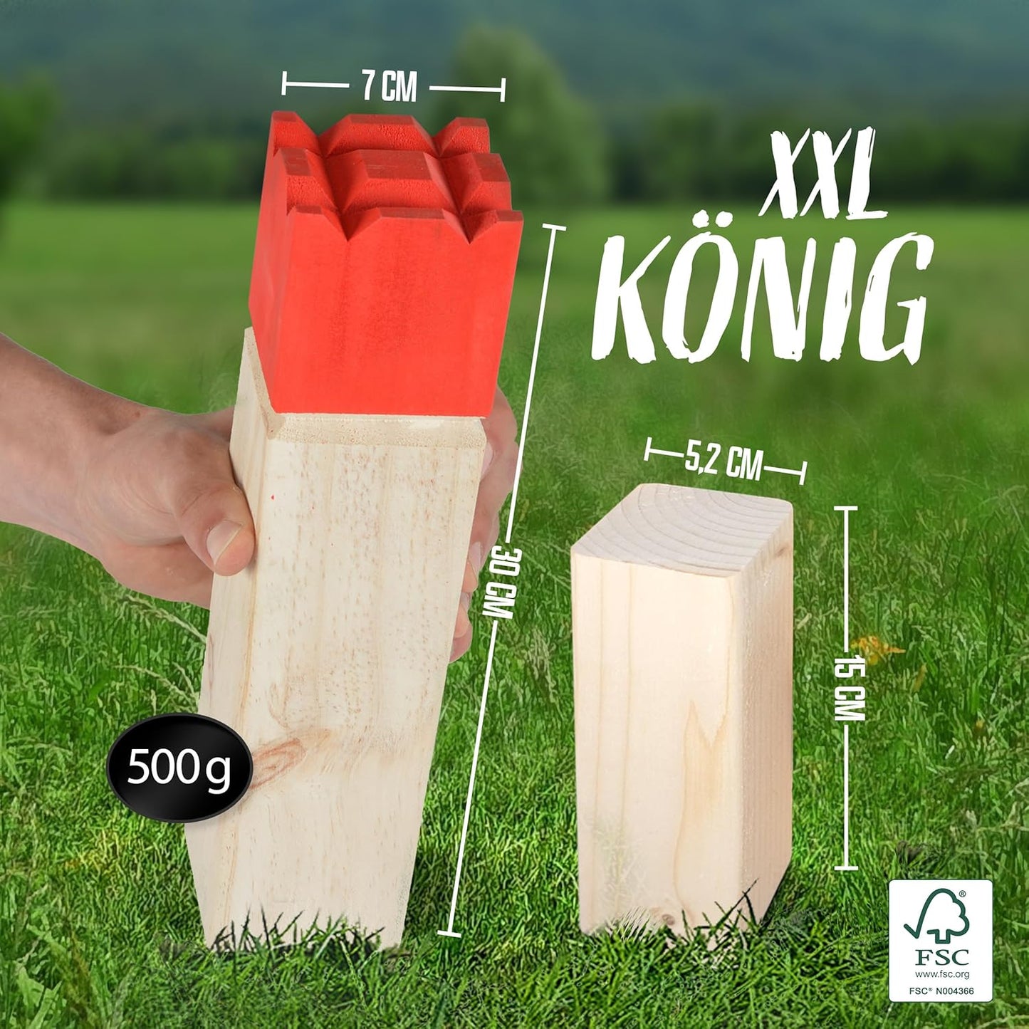 Wikinger Wurfspiel Kubb, Kubb Deluxe - 30 X 7 X7 Cm König