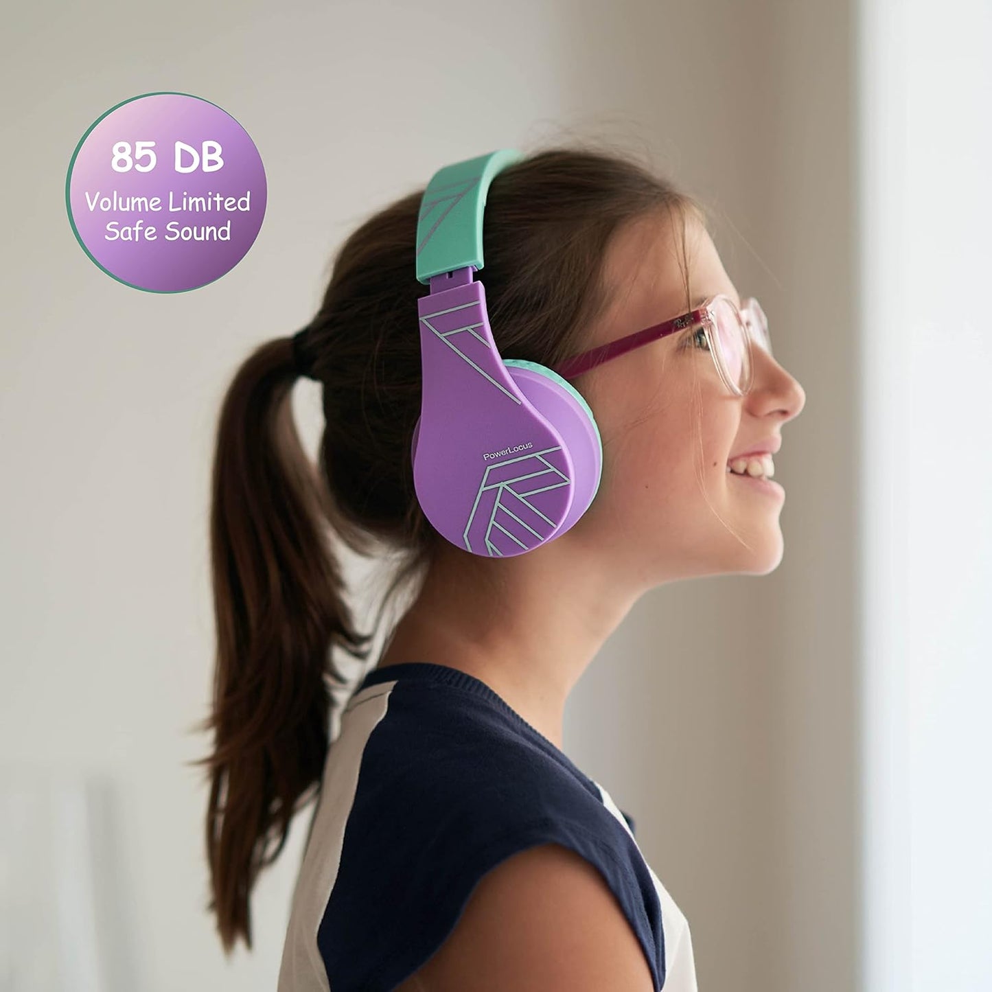 Bluetooth Kinderkopfhörer mit Lautstärkebegrenzung, Teal/Lila