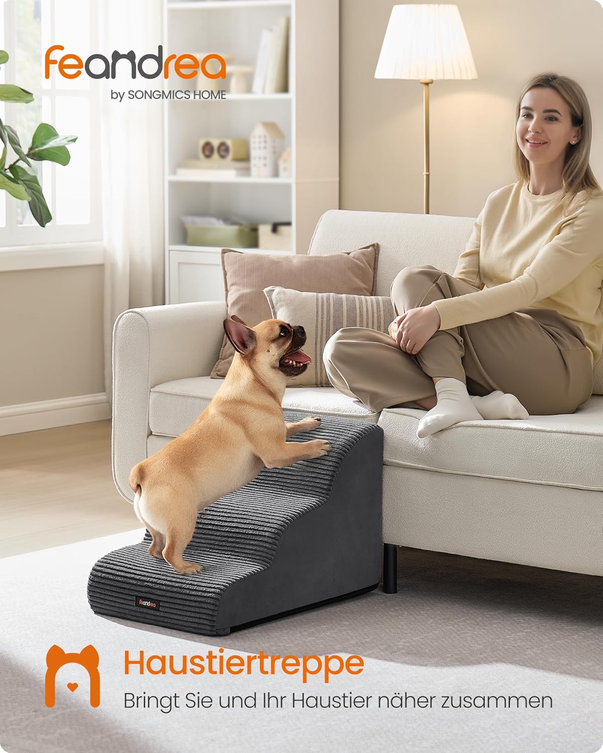 Haustiertreppe mit 3 Stufen, 3 Stufen (57T cm) schiefergrau