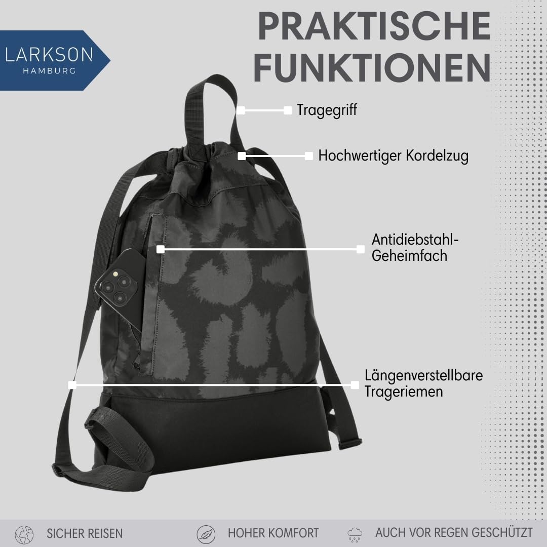 Turnbeutel No 7 mit Aussentasche, Grey Leo