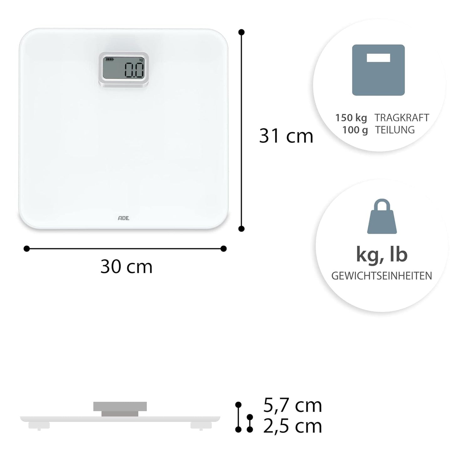 Digitale Personenwaage - BE2208, Weiss eco
