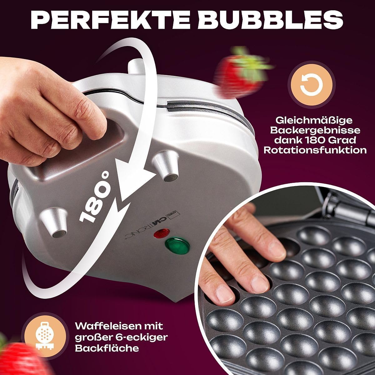 WA 3772 - Bubble-Waffeleisen mit 180° Rotationsfunktion