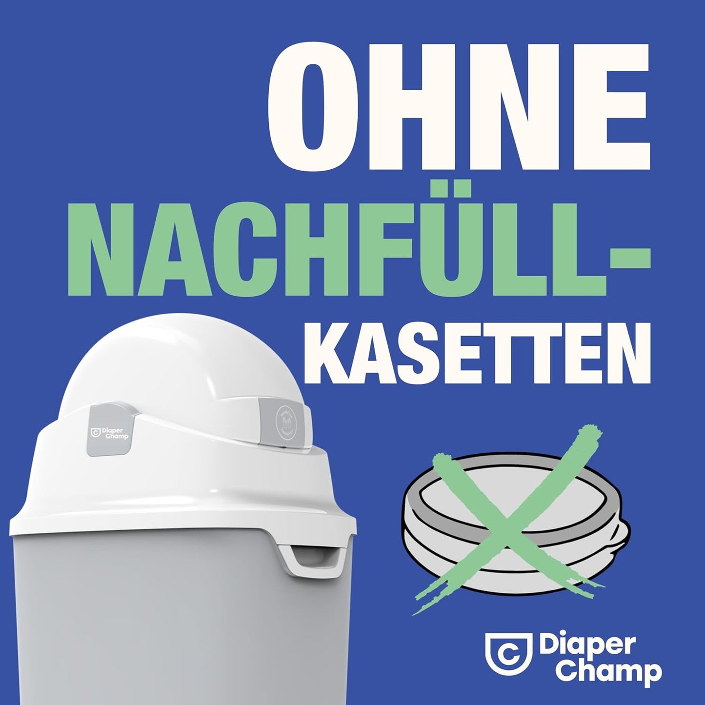 Windeleimer DIAPER CHAMP ONE, geruchsdicht, handfrei, silber
