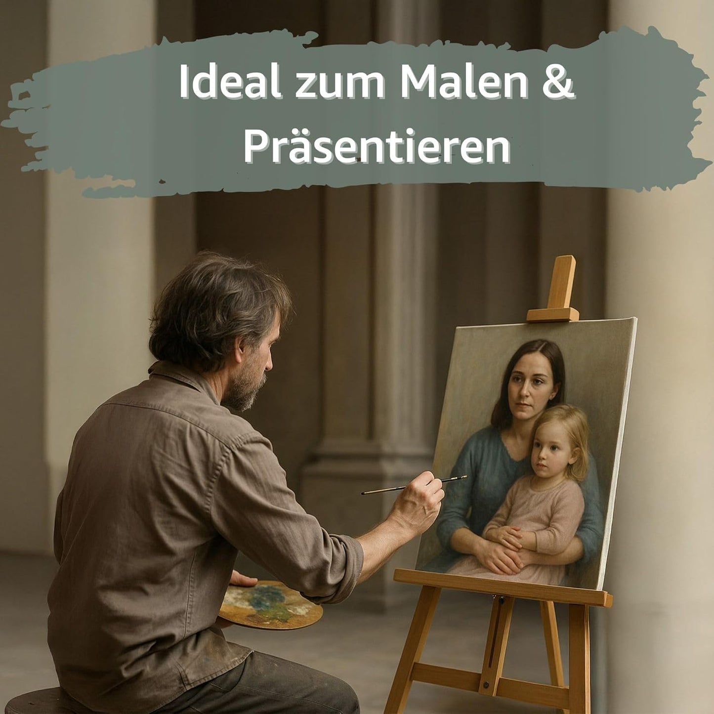 Holzstaffelei für Leinwände, Kieferholz 150 cm