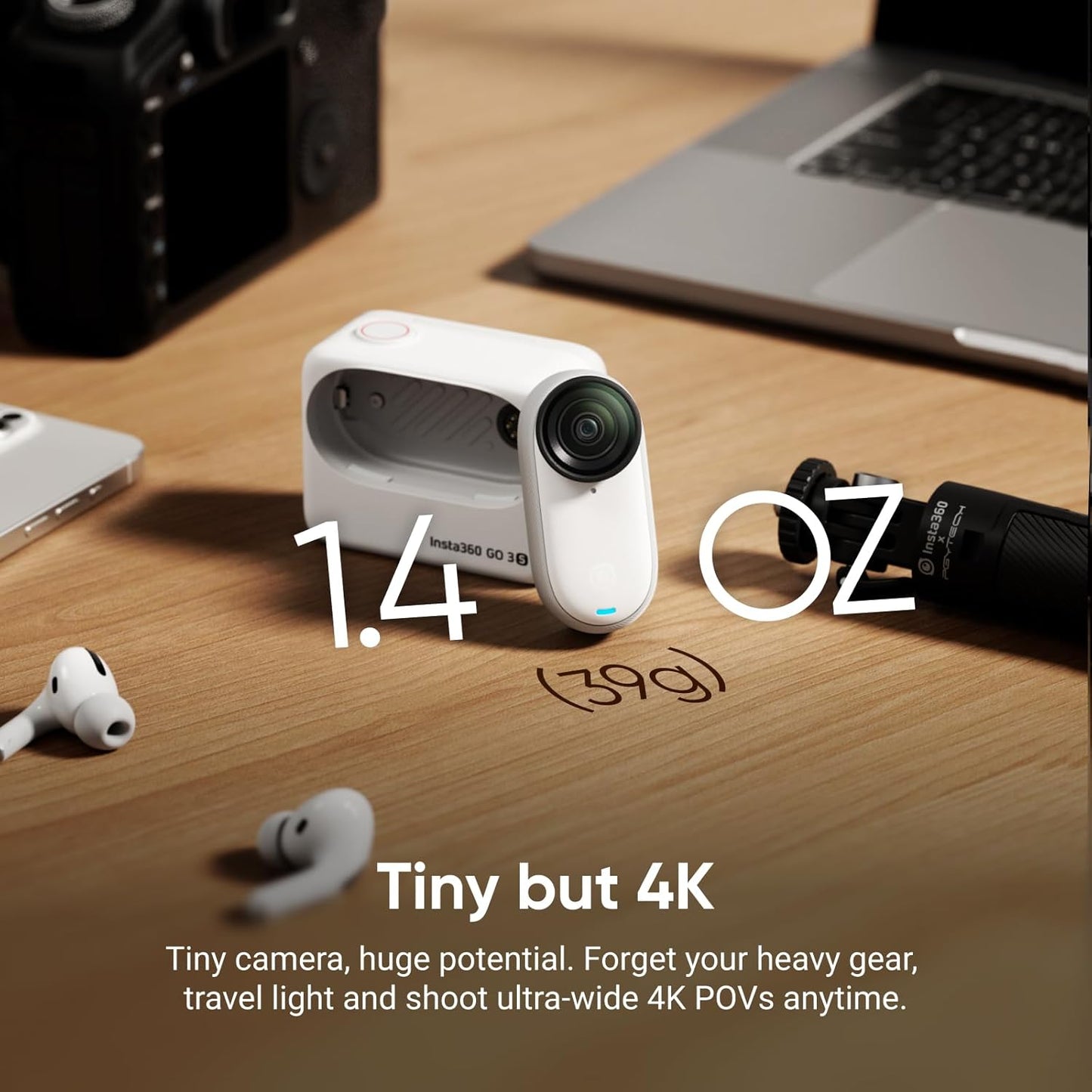 Tragbare 4K Mini-Kamera GO 3S, Polarweiss Standard-Bundle
