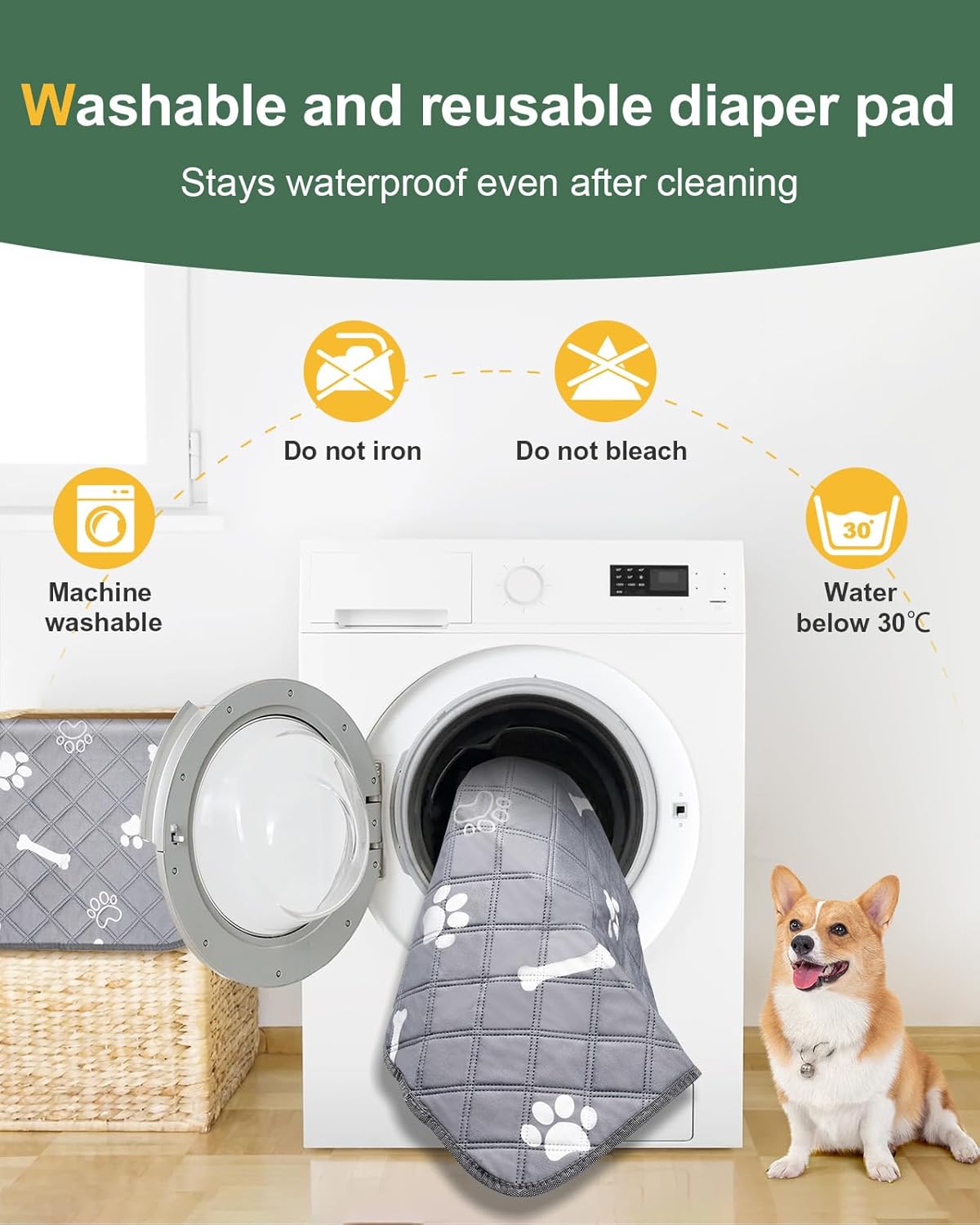 Waschbare Hundetrainingspads, 2er-Set, 120x90 cm, 120×90 2Stk