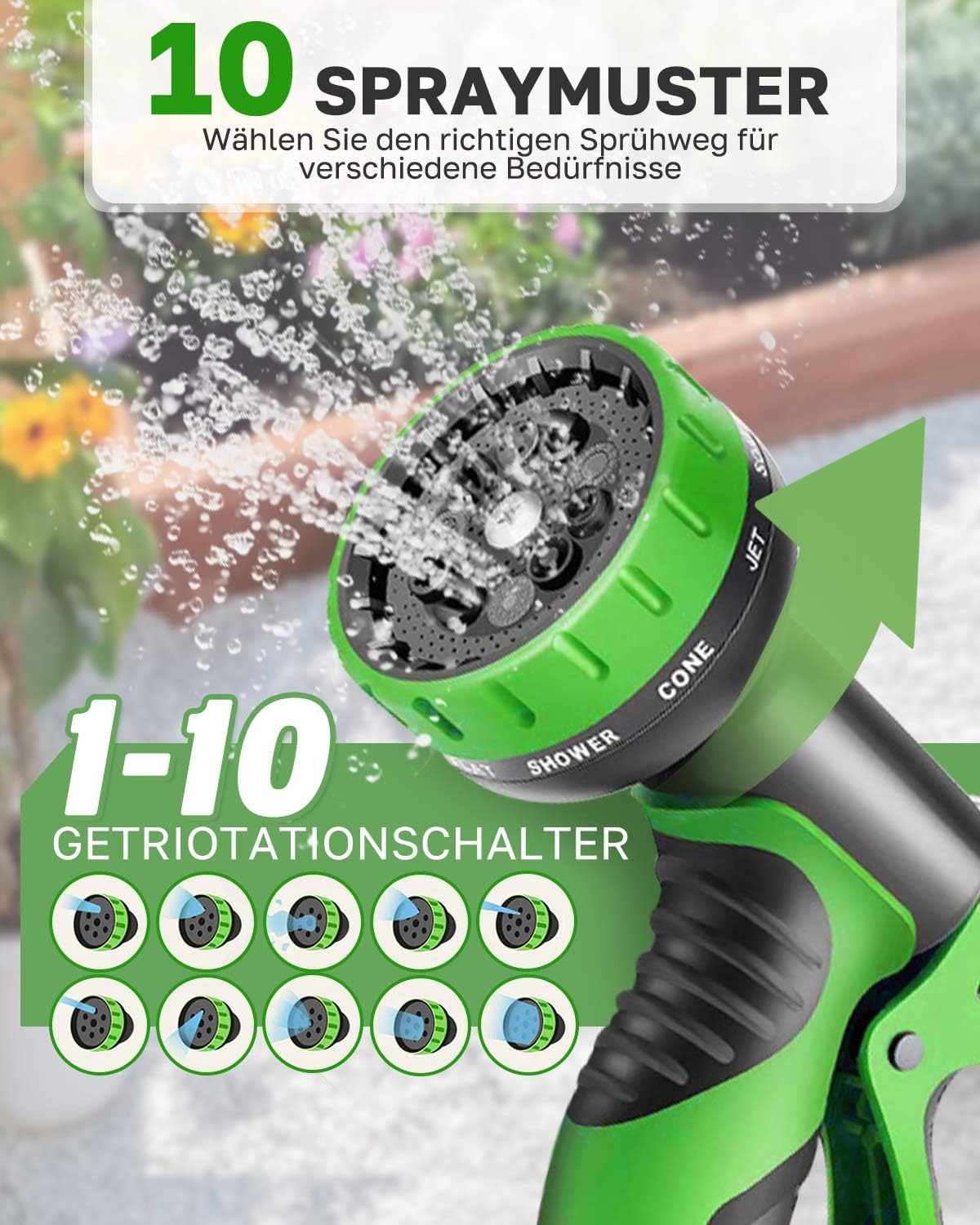 Flexibler Gartenschlauch, 30m, Grün-30m