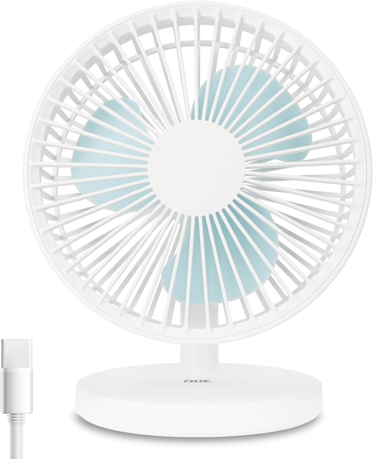 USB-Tischventilator mit Akku und 3 Stufen, Weiss