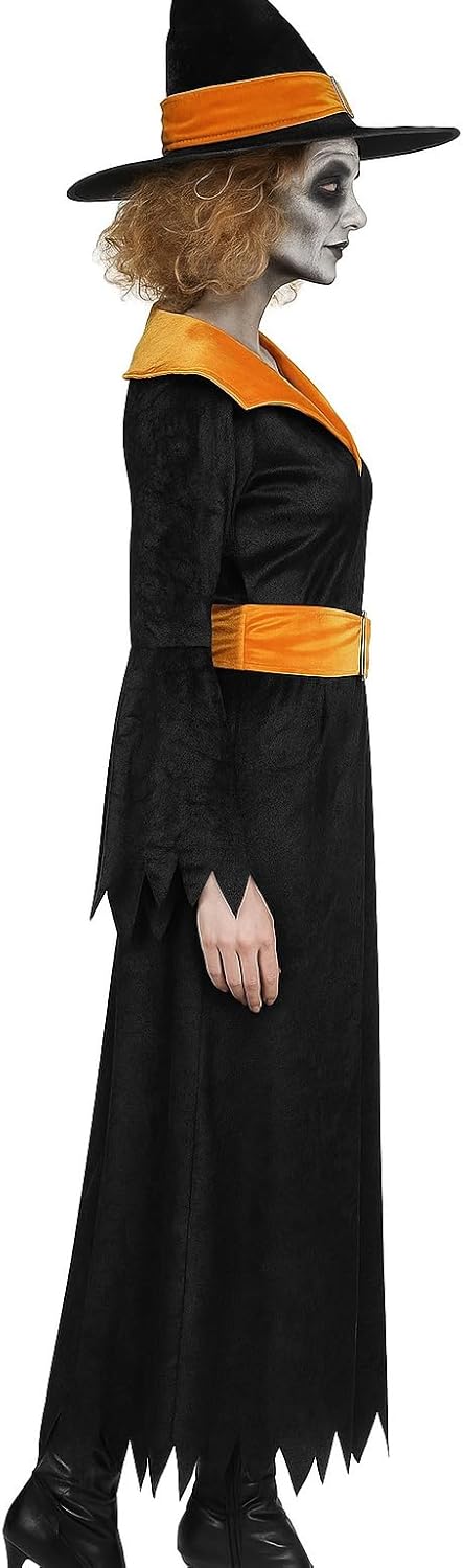 Hexen Kostüm mit Hut für Damen, S Gold