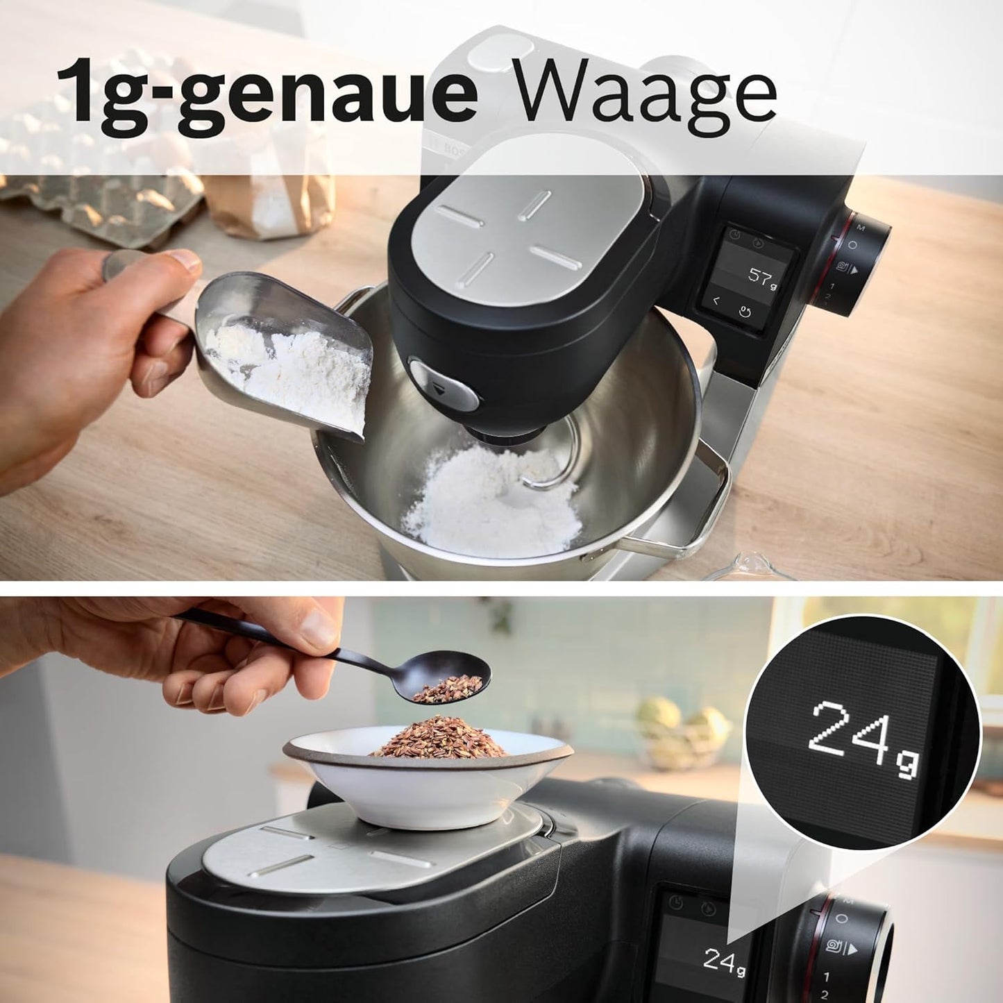 Küchenmaschine Serie 6 mit 7 Automatikprogrammen, Durchlaufschnitzler Schwarz