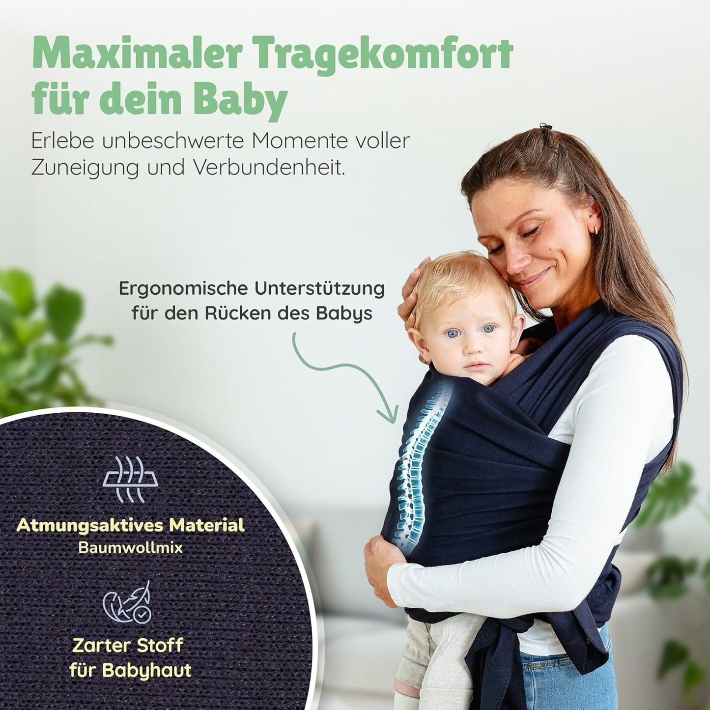 Ergonomisches Babytragetuch ab Geburt, Navy Blue