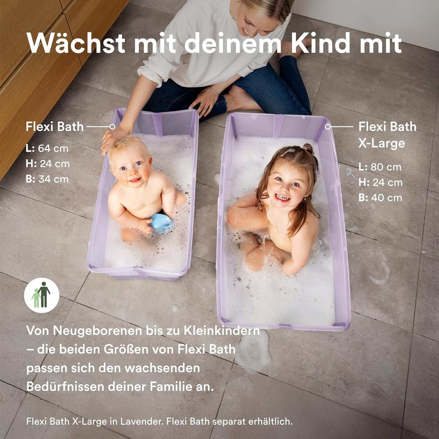 Flexi Bath Faltbare Babybadewanne, X-Large - 80 x 24 x 40 (cm) Ocean Blue