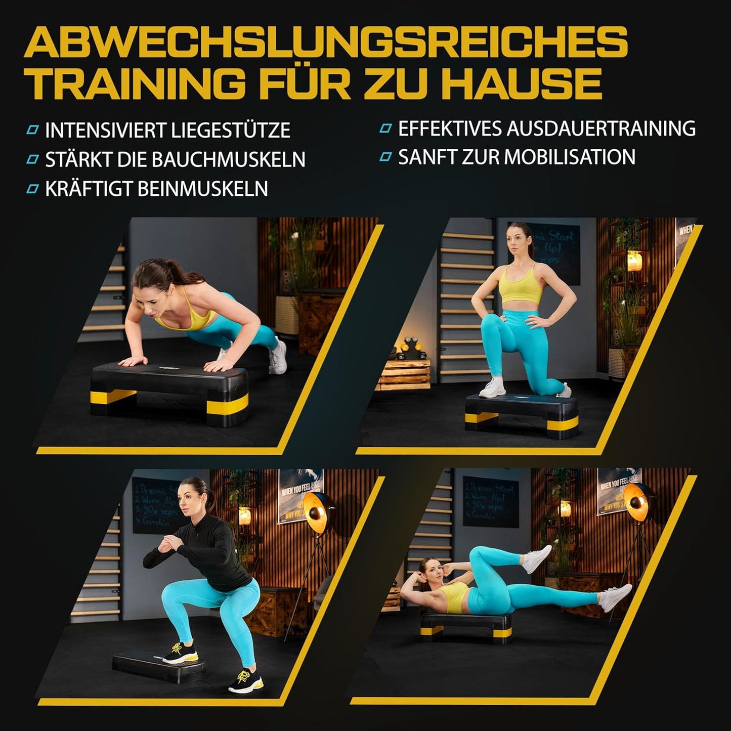Höhenverstellbares Steppbrett, Gelb