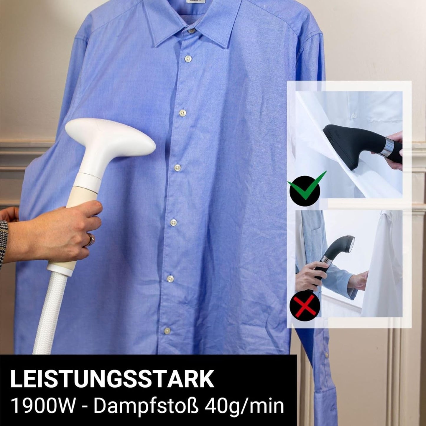 Vertikaler Steamer & Dampfglätter EUH2020W, Liter 1,2L Weiß