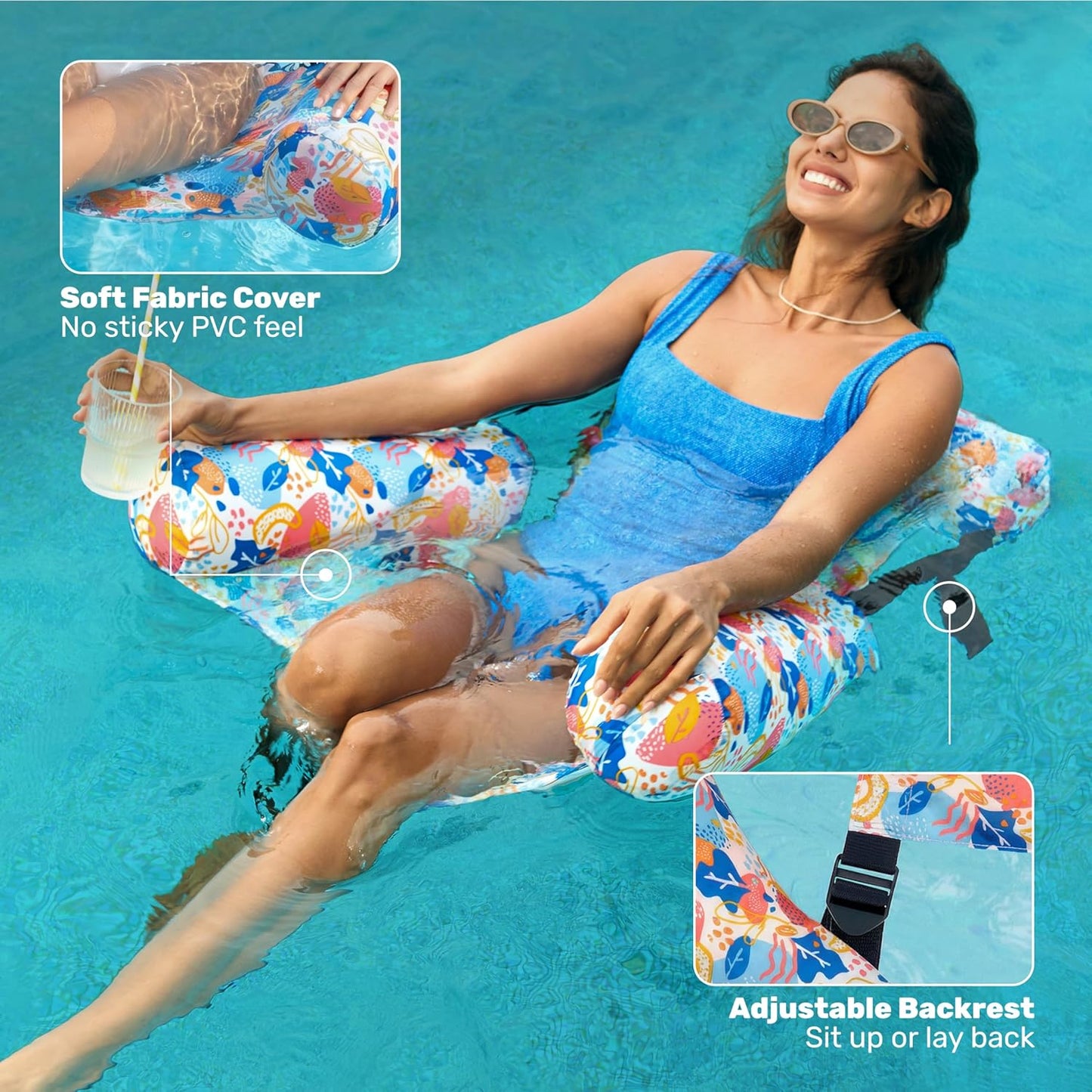 Aufblasbare Pool-Schwimmstühle, 2er-Set, Mehrfarbig