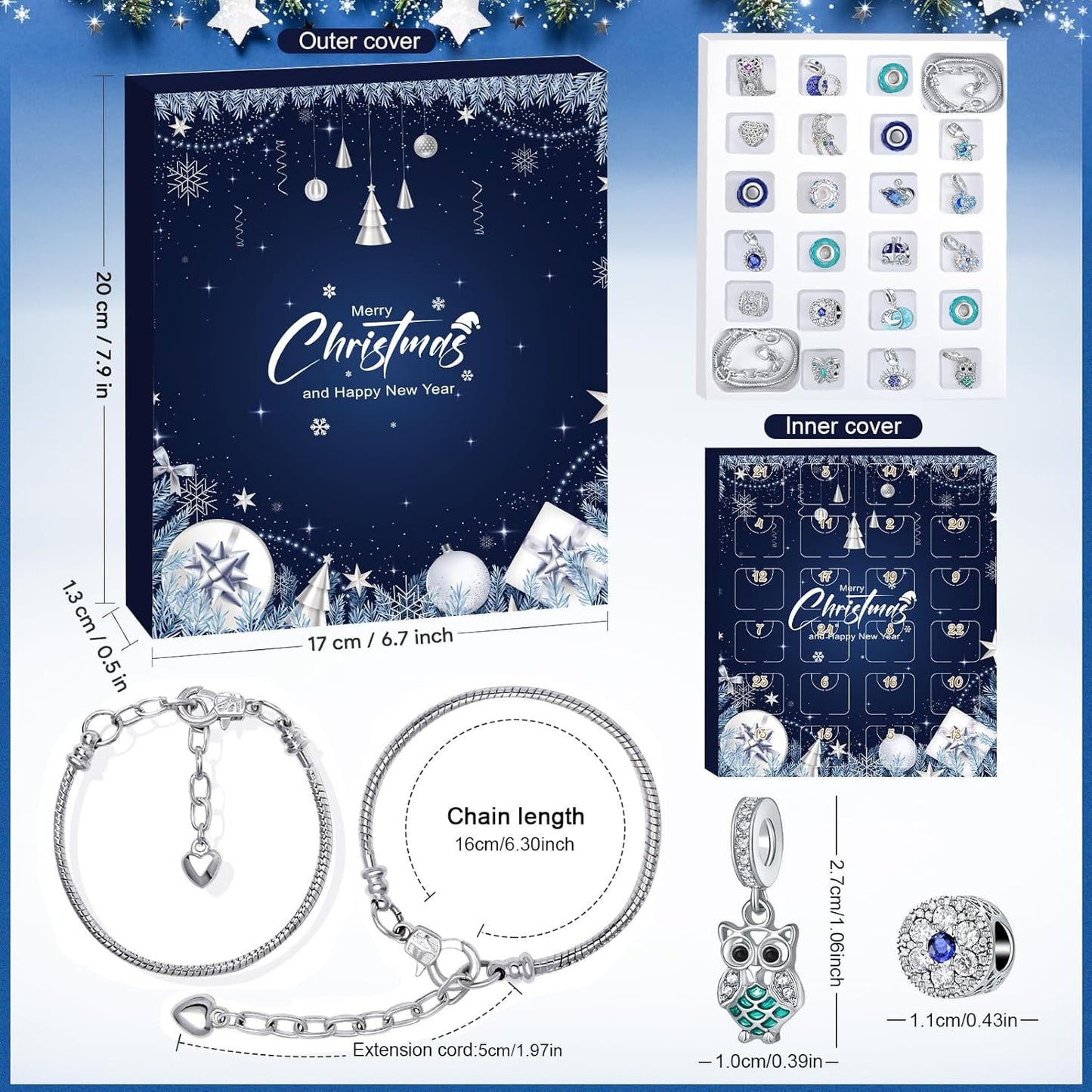 Adventskalender Schmuck-Bastelset, Blau