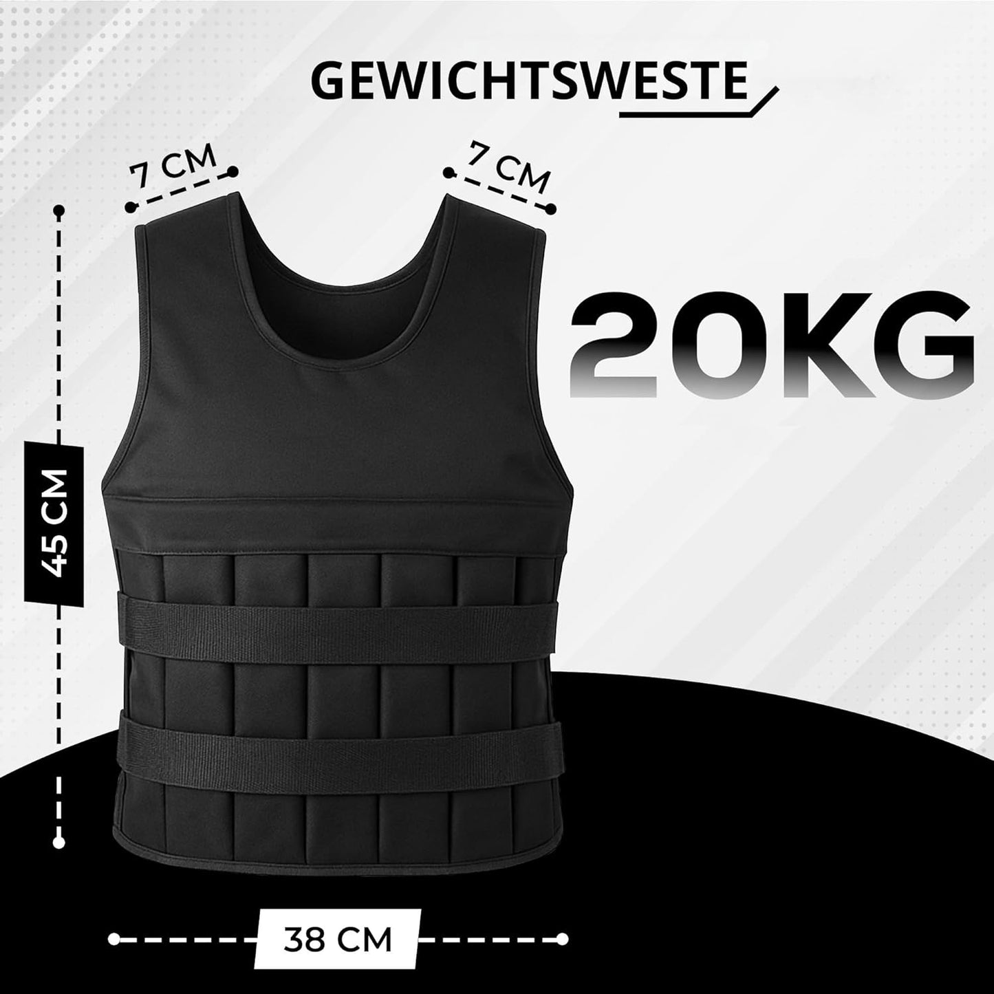 Gewichtsweste für Krafttraining, 20 Kilogramm