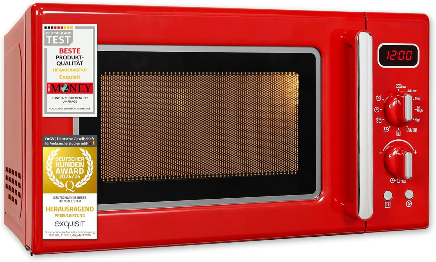 RMW720-3GDIG Retro-Mikrowelle mit Grillfunktion, Rot