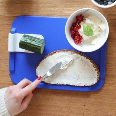 Fixier- und Schneidbrett mit Zubereitungshilfe, Blau mit Zubereitungshilfe