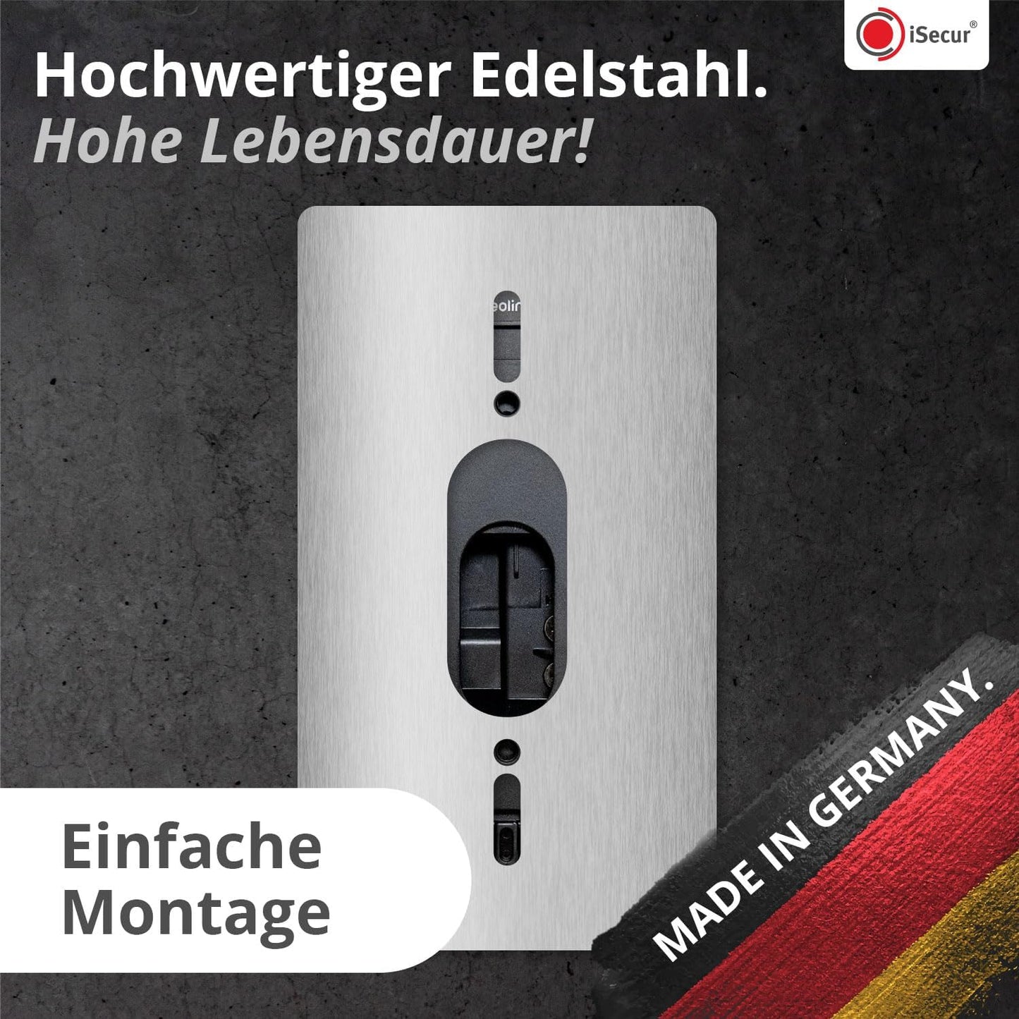 Blende für Akku-Videotürklingel, 90 x 160 mm / Edelstahl