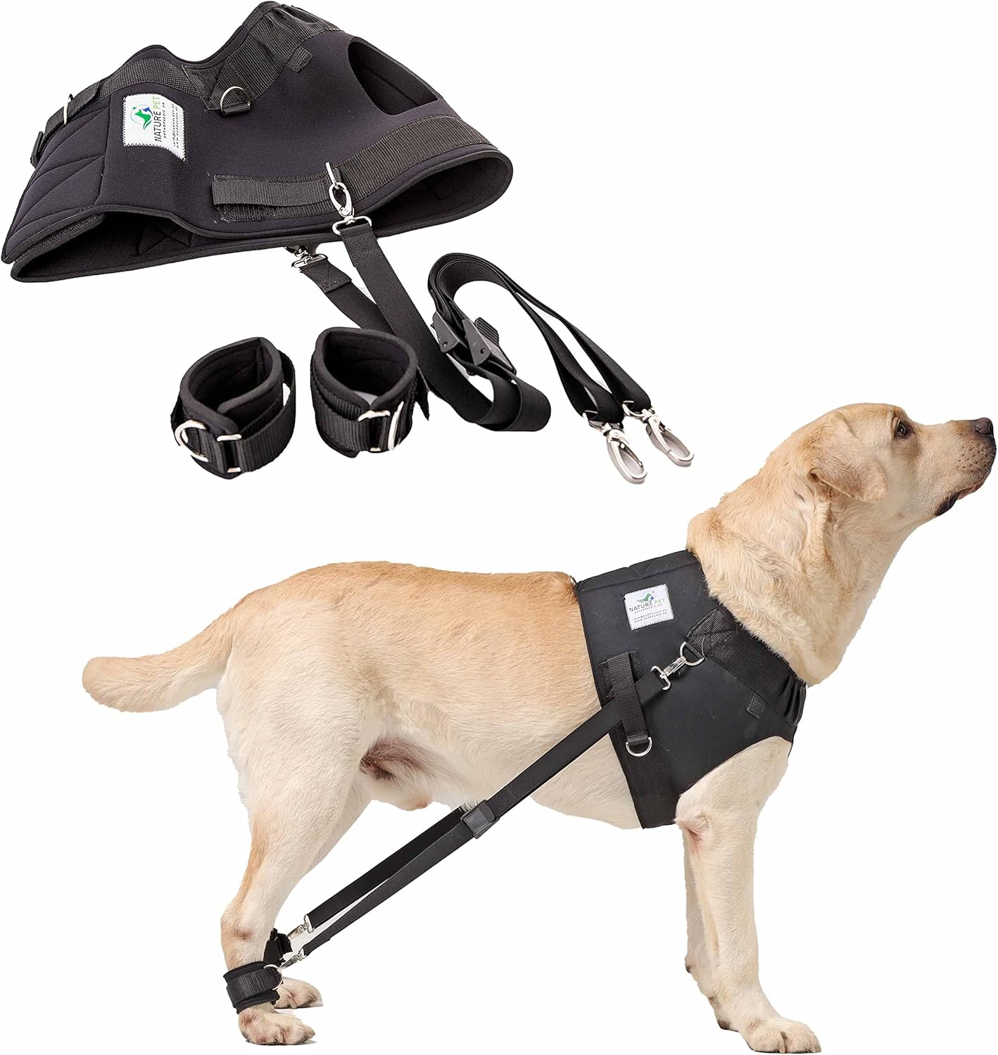 Brust-, Reha- & Trainingsgeschirr für Hunde mit Gelenkproblemen, XS, Schwarz