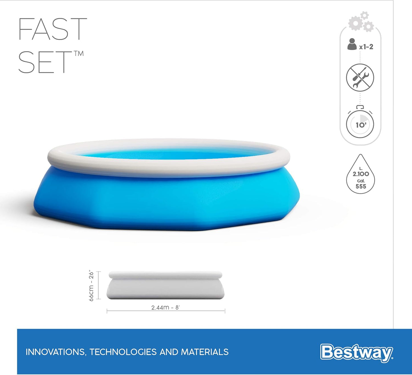 Fast Set Pool mit Filterpumpe, 244x66 cm Blau Single