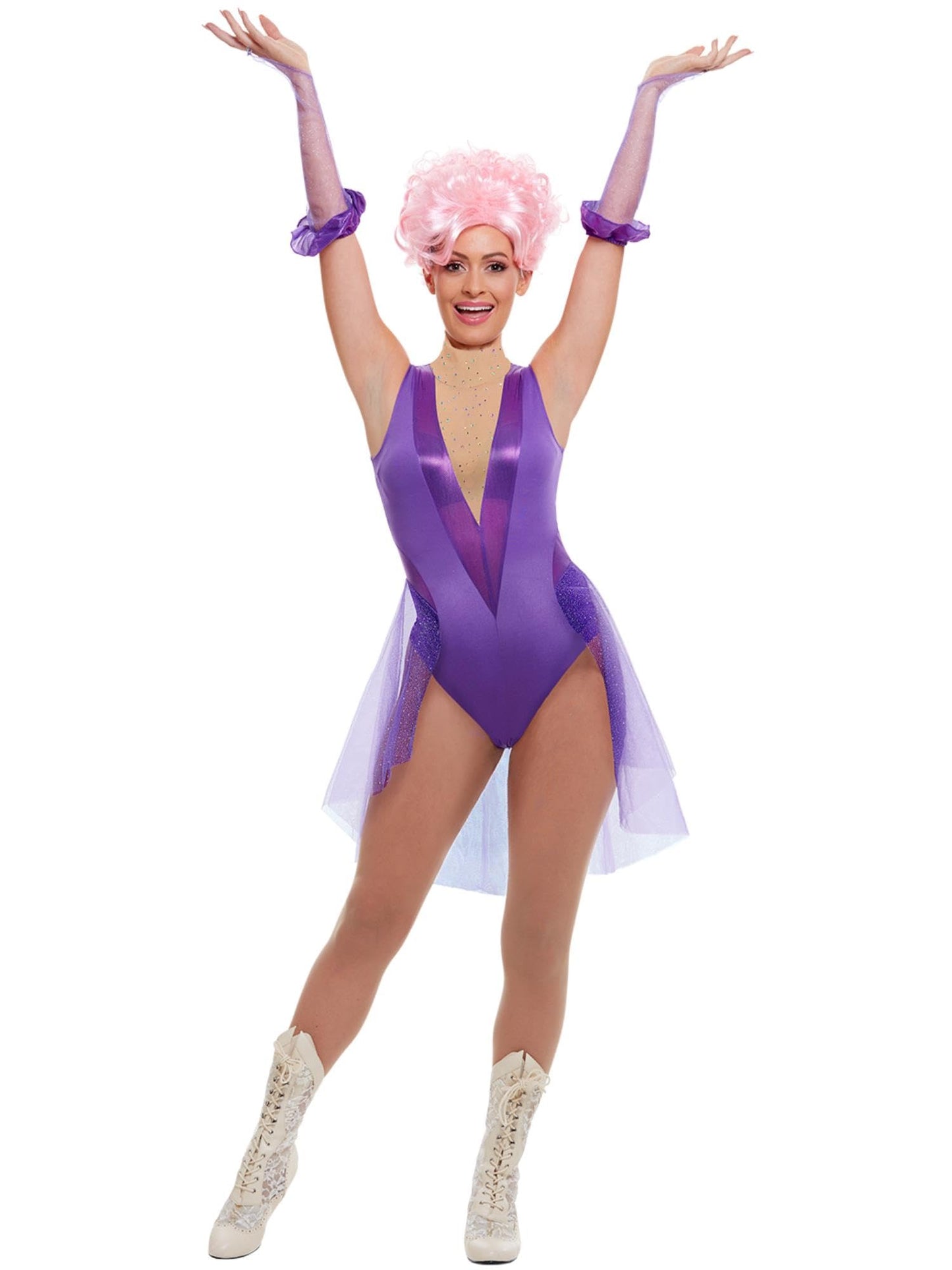 Trapeze-Künstler Kostüm mit Body & Handschuhen, Medium (UK 12-14)