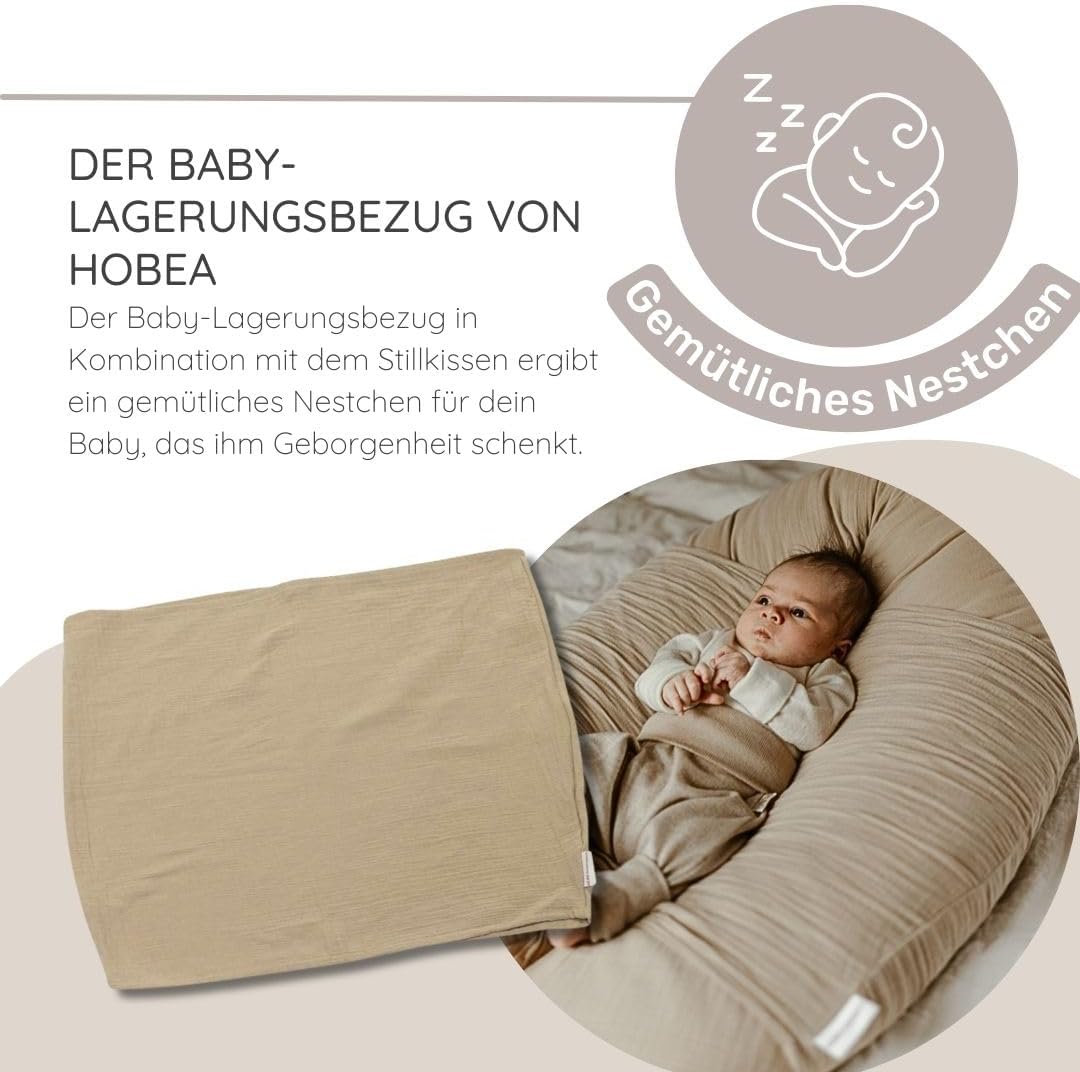 Baby-Lagerungsbezug für Still- und Schwangerschaftskissen XXL, Musselin Graublau Lagerungsbezug