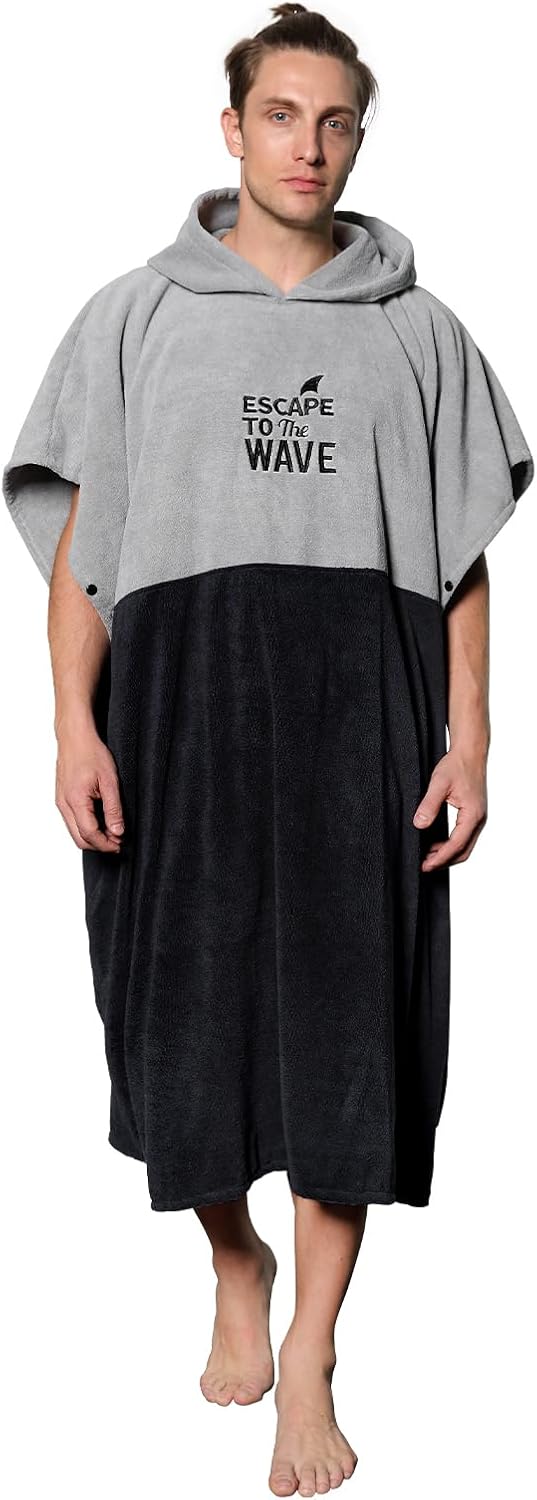 Badeponcho mit Kapuze, Grey Black