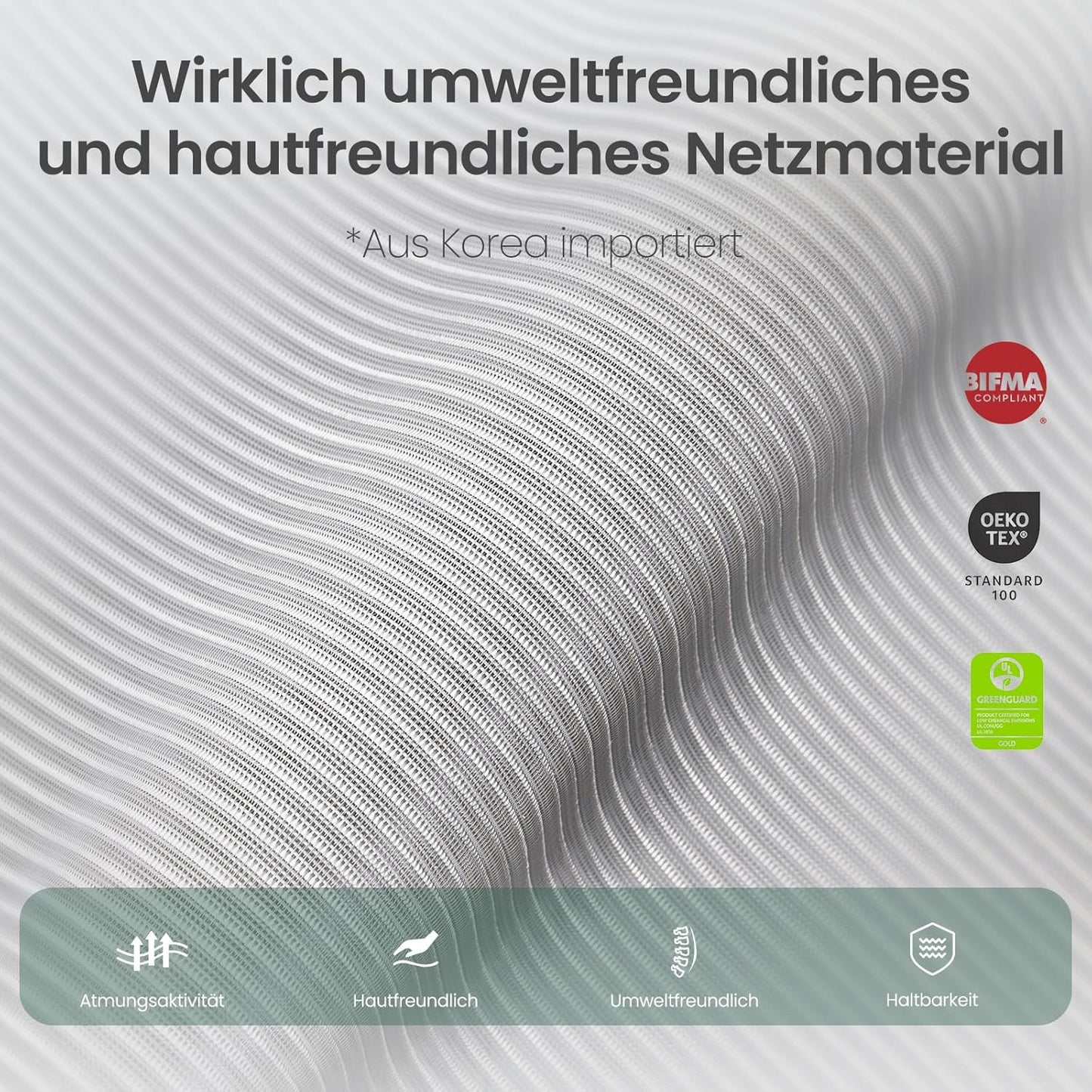 Ergonomischer Bürostuhl, Hellgrau Aluminium Basis