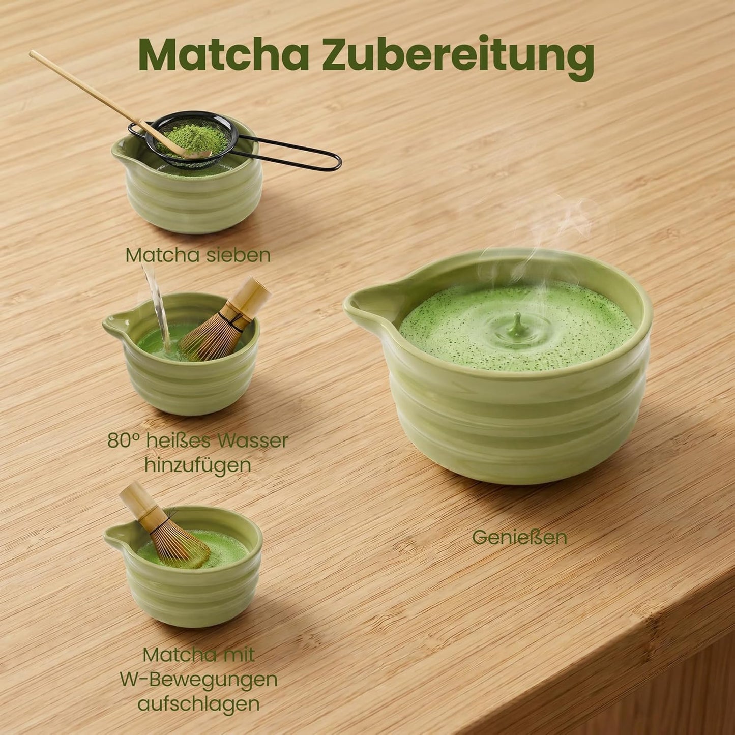 Matcha Tee Set mit Zubehör, Grün