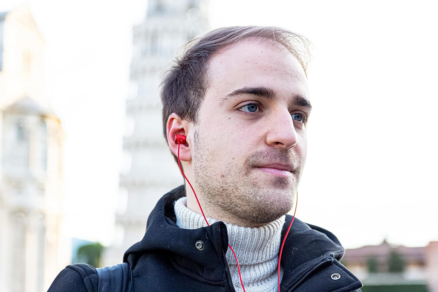 In-Ear Kopfhörer mit Kabel und Mikrofon, 3.5 mm Rot