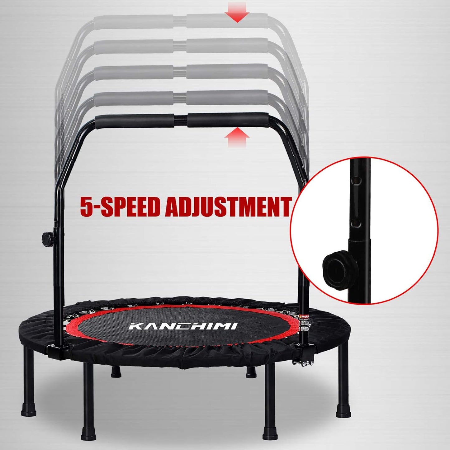 Faltbares Indoor-Fitness-Trampolin mit Griff, 40 inch（101.6 cm） Schwarz
