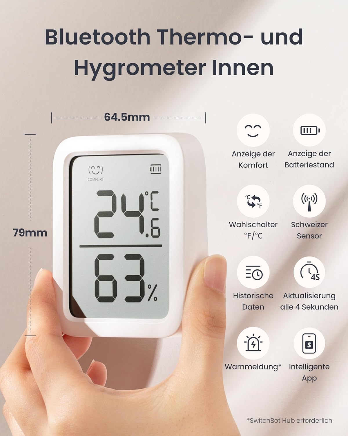 Thermometer Hygrometer mit App (2er Set), Meter Plus*2