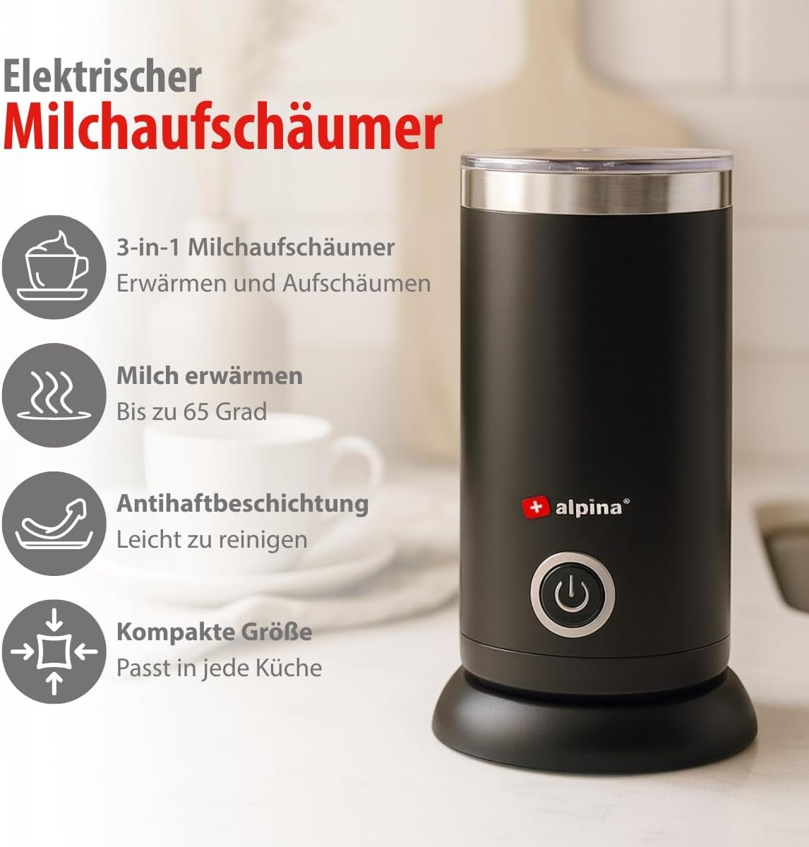 3-in-1 elektrischer Milchaufschäumer