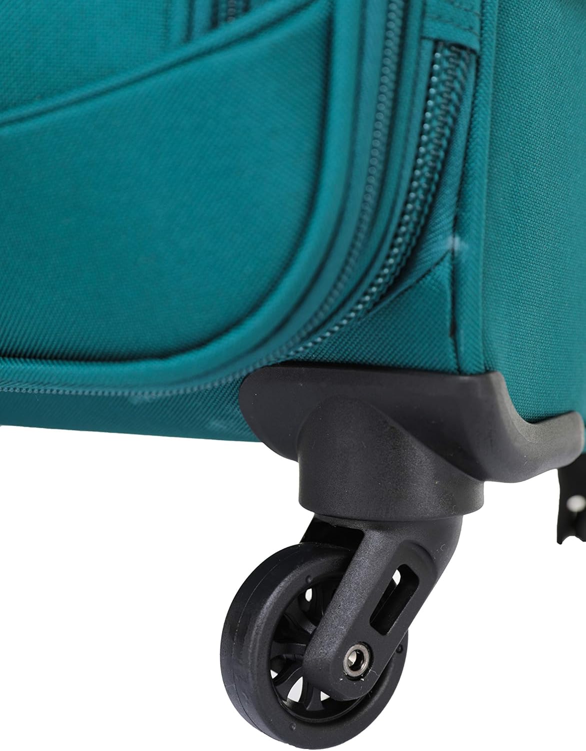 Leichter Stoffkoffer mit Aussentaschen und Dehnungsfuge, Turquoise|L-Mittlerer Koffer-64cm