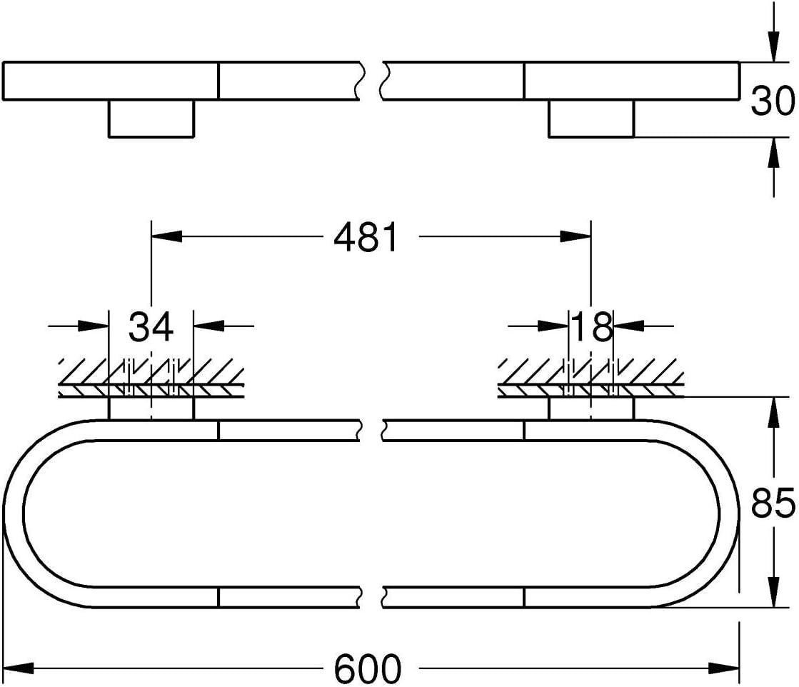 Badetuchhalter, Chrom Badetuchhalter 600mm