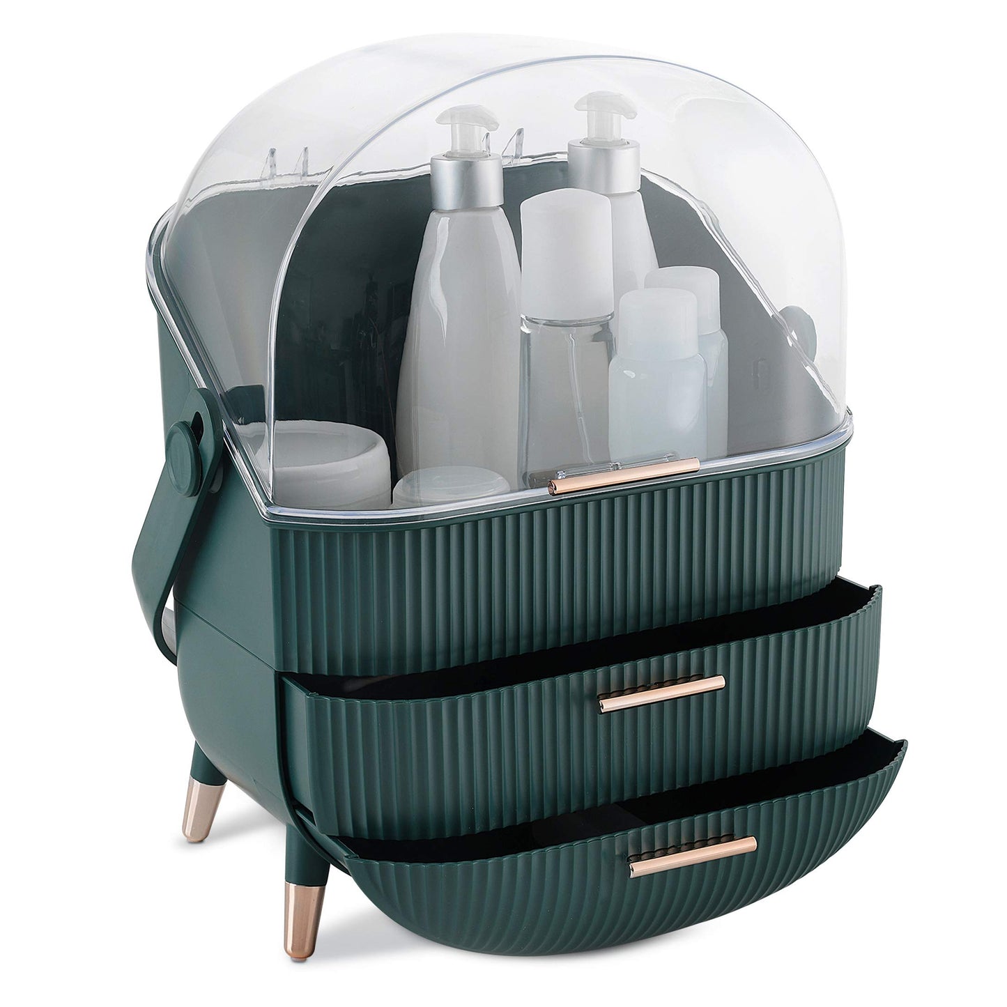 Make-Up Organizer mit 2 Schubladen, Grün