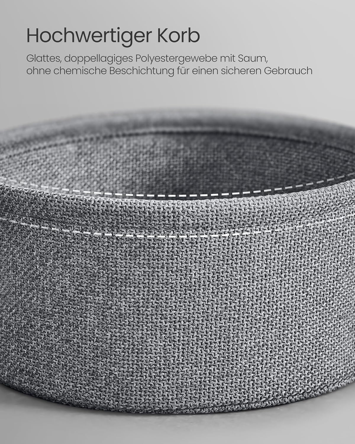 Runder Beistelltisch Smarty mit Stauraumkorb, Ebenholzschwarz + Schiefergrau