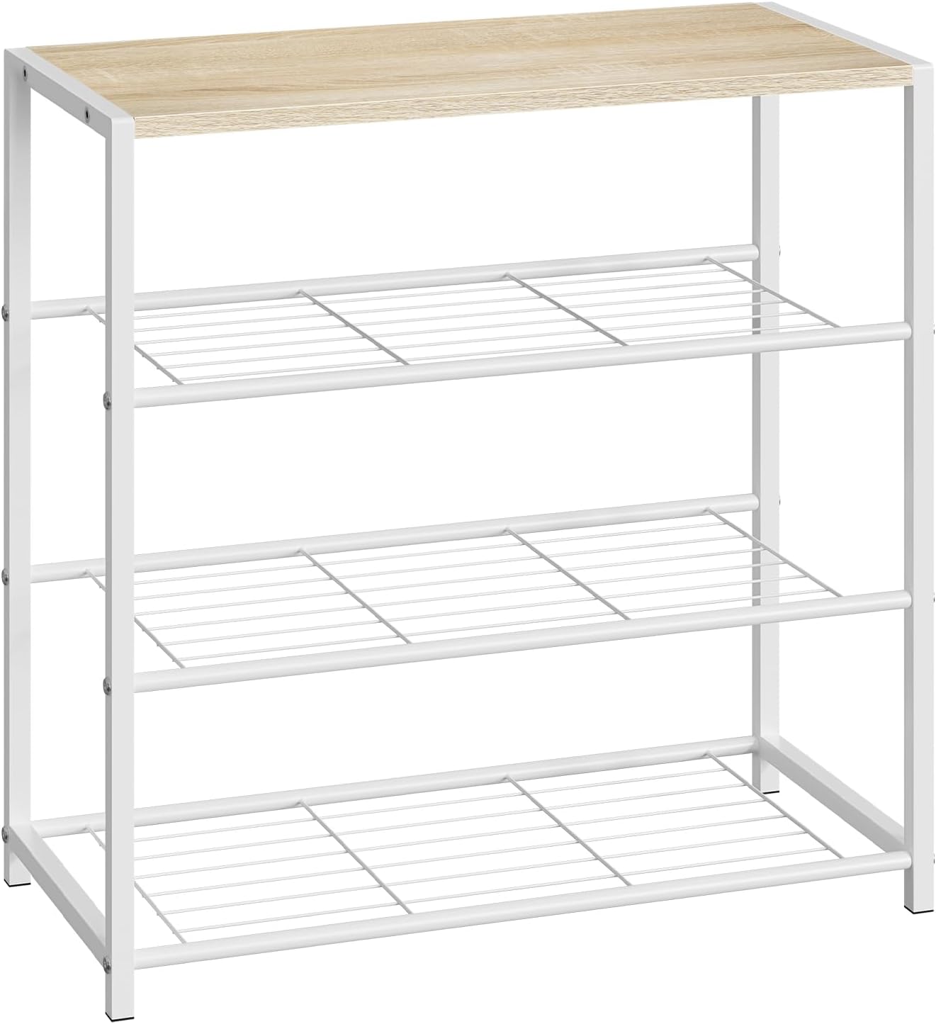 Schuhregal mit 3 Ebenen für 9 Paar Schuhe, 63 x 63 x 30 cm Helle Eiche + Weiss