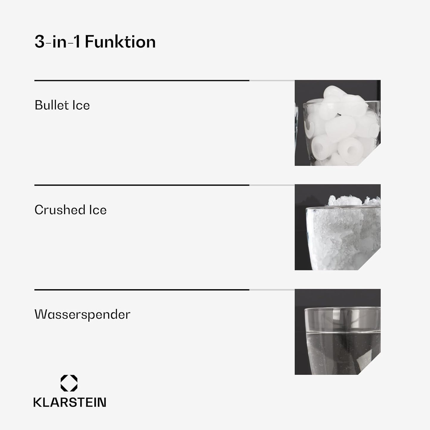 ArcticBlend 3in1 Eiswürfel- und Wasserspender mit Crushed Ice, 3 in1 Crushed Ice Mechanisch Schwarz