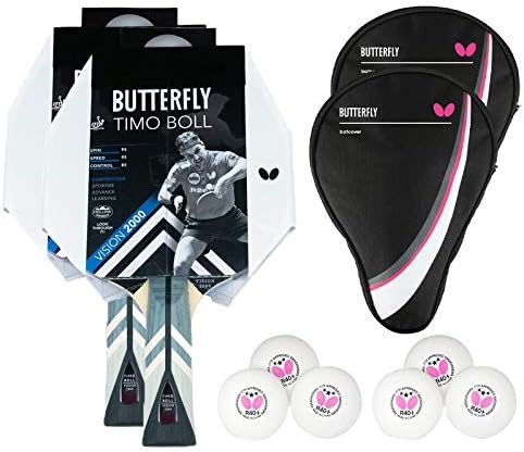 Timo Boll Vision 2000 Set, Bundle mit 2 Case, Bälle & 1 weiteren Racket